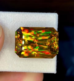 Natural Madagascar Sphene (Titanite) 32.31 Carat – Precision Cut Rainbow Fire