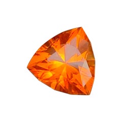 Natural Madeira Citrine Gemstone Trillion Cut Deep Orange with Red Undertones