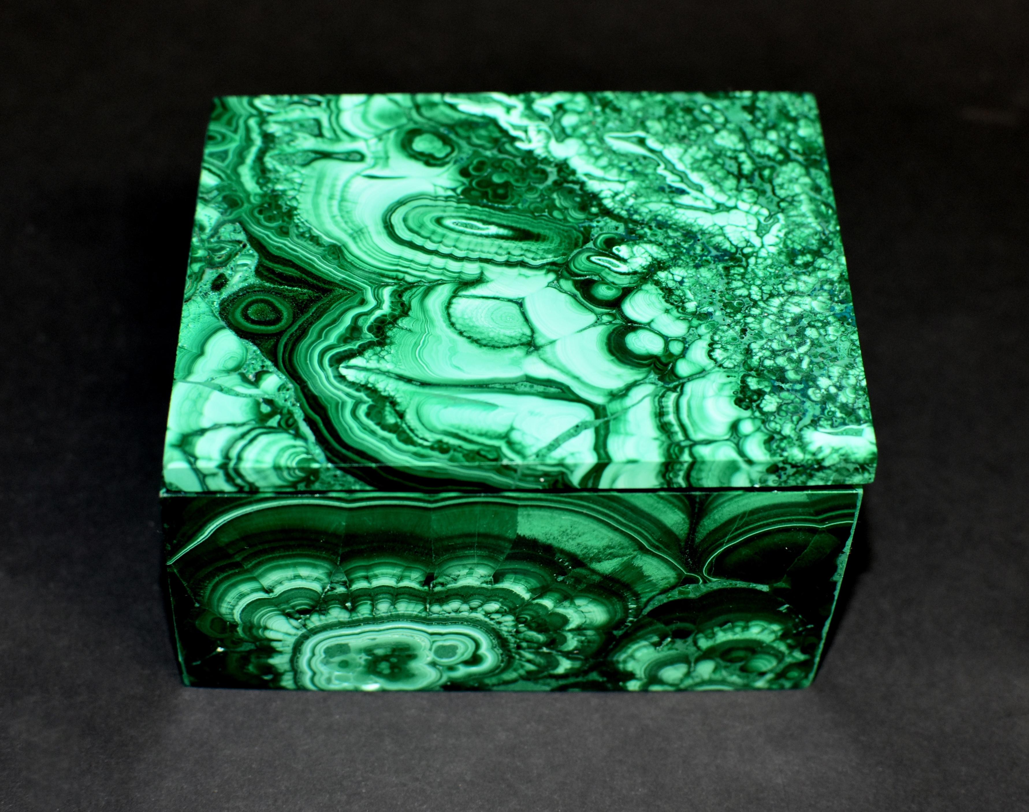 Natural Malachite Box 1.4 Lb Full Slab Gemstone Jewelry Box 2