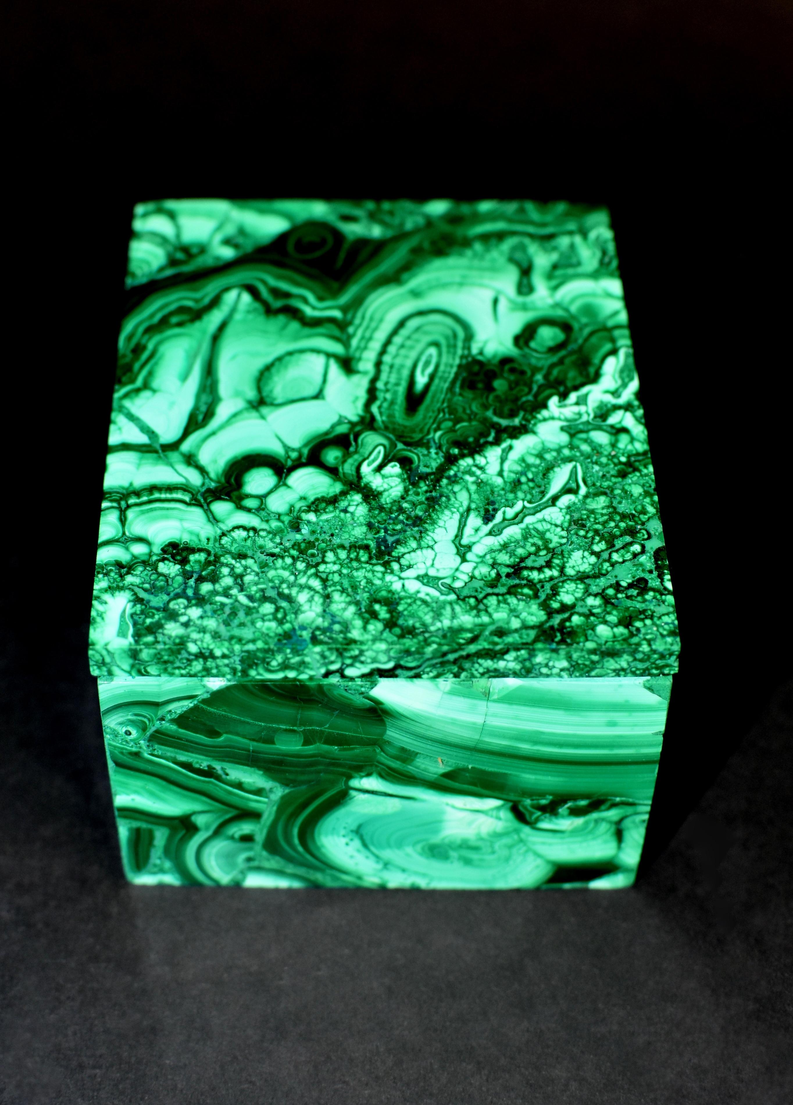 Natural Malachite Box 1.4 Lb Full Slab Gemstone Jewelry Box 3