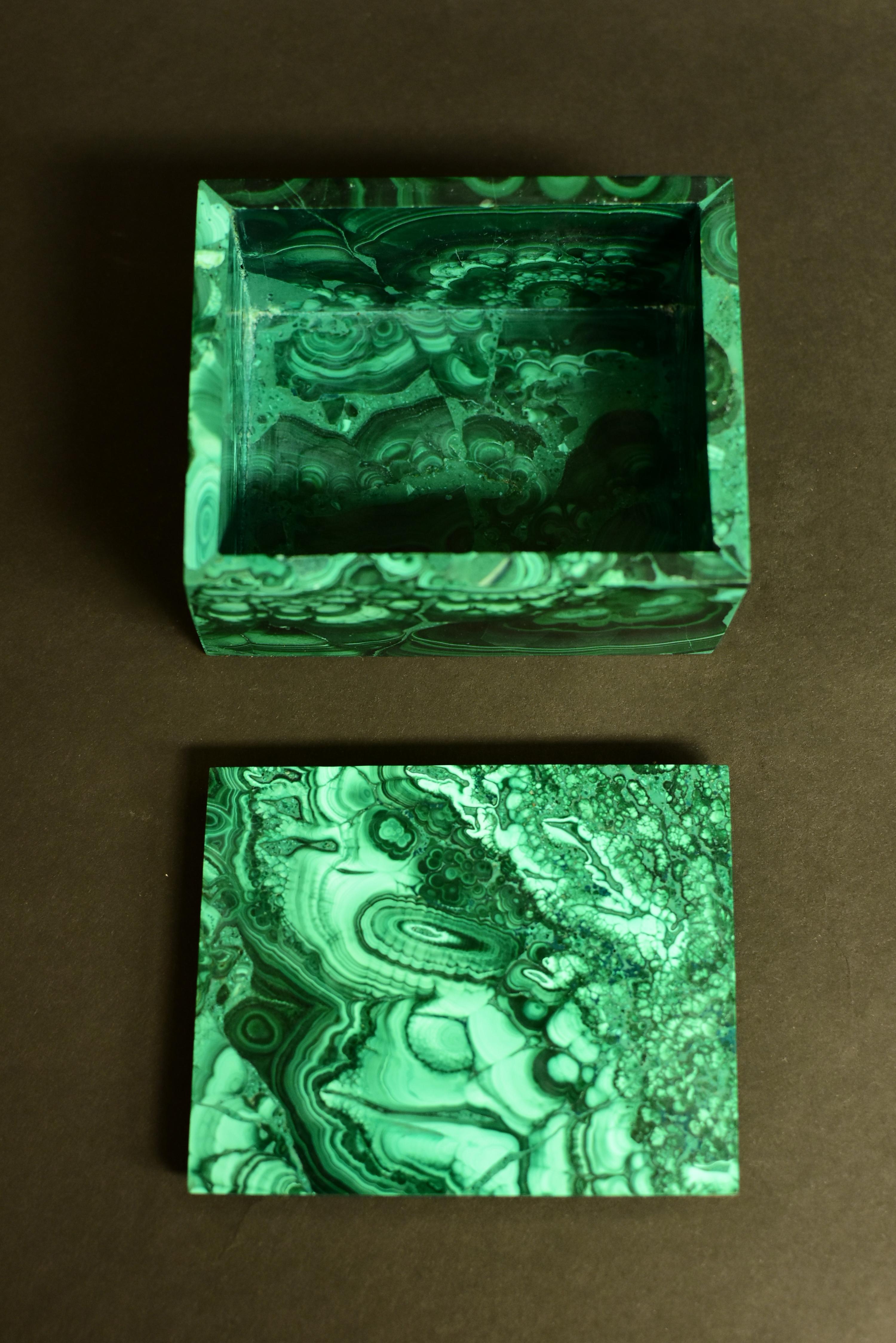 Natural Malachite Box 1.4 Lb Full Slab Gemstone Jewelry Box 1