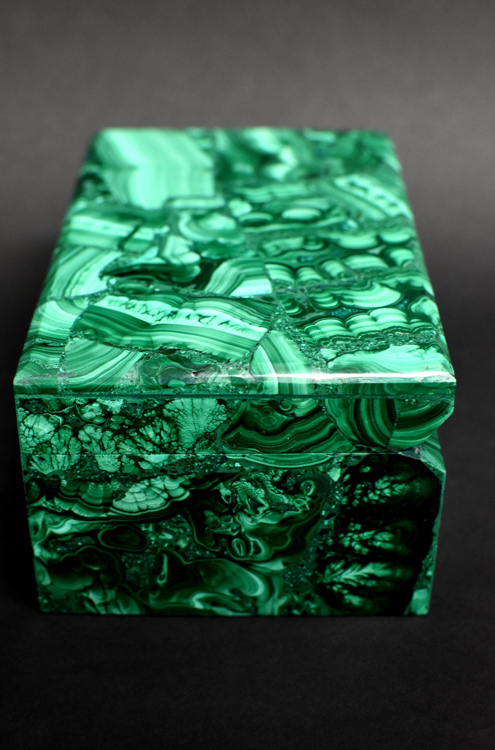 Natural Malachite Box, Large 3 lb Full Slab Jewelry Box 4