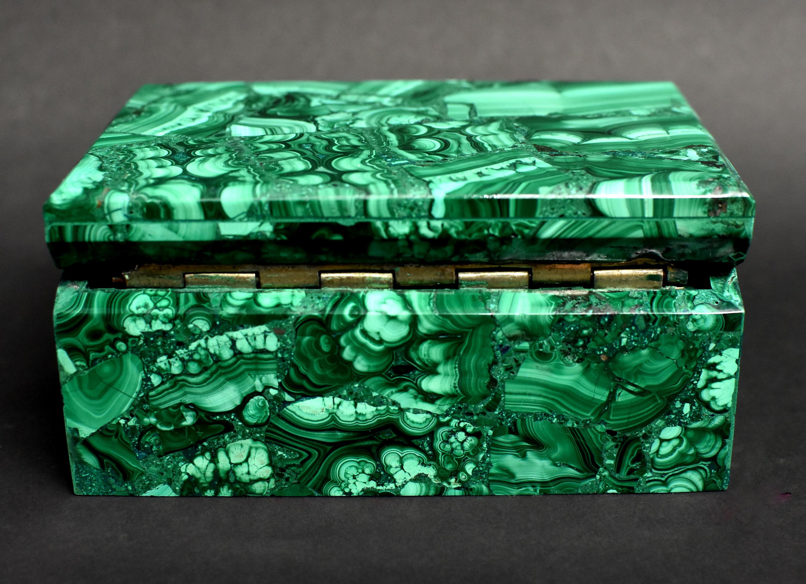 Natural Malachite Box, Large 3 lb Full Slab Jewelry Box 5