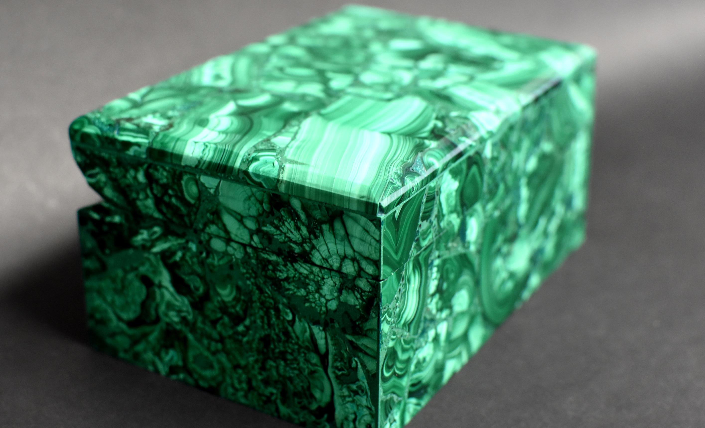 Natural Malachite Box, Large 3 lb Full Slab Jewelry Box 6