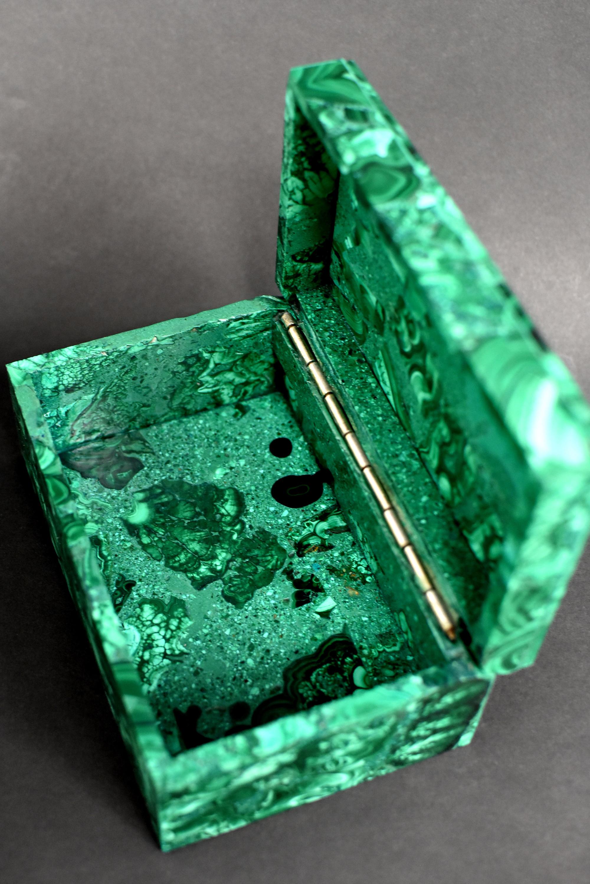 Natural Malachite Box, Large 3 lb Full Slab Jewelry Box 11