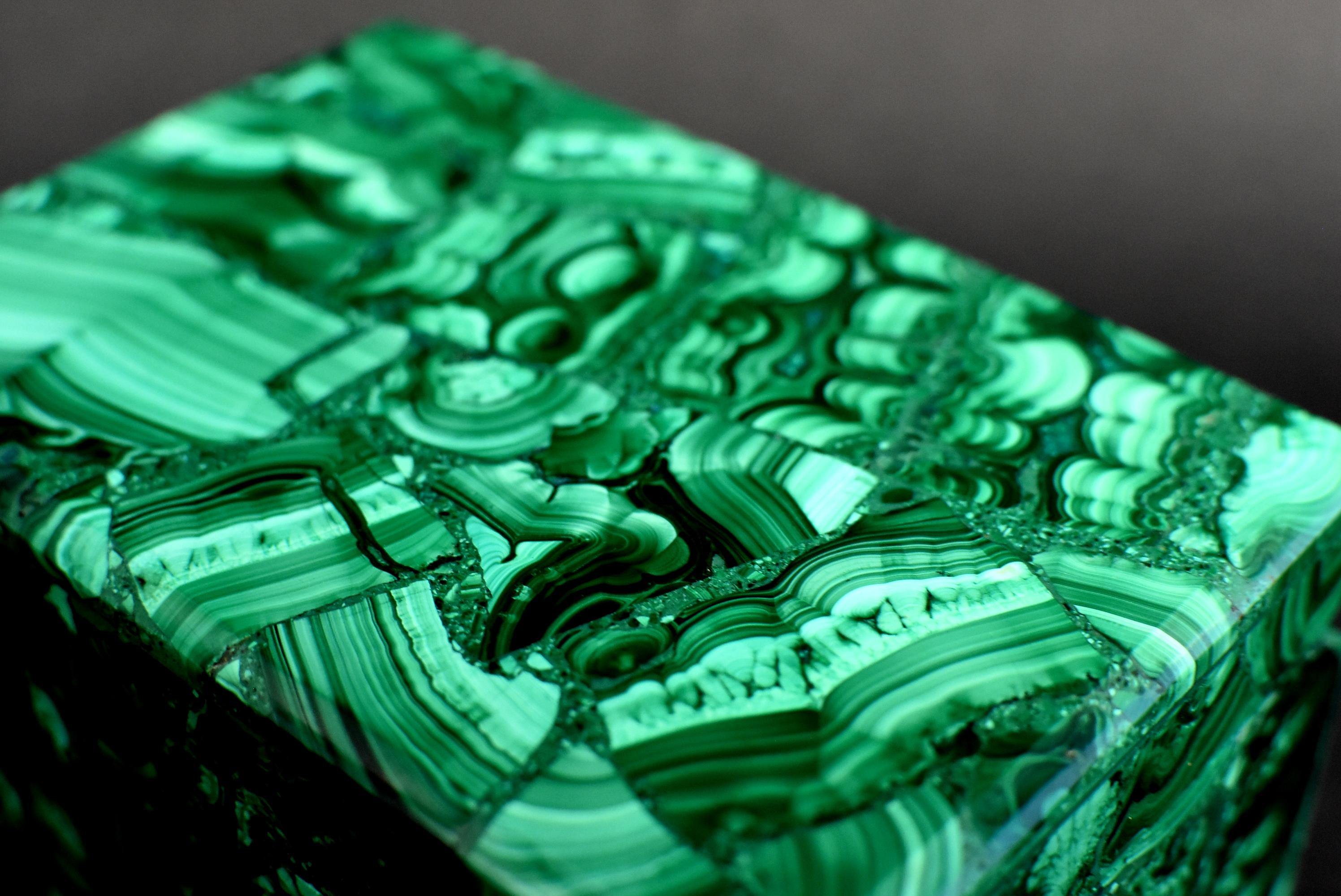 Natural Malachite Box, Large 3 lb Full Slab Jewelry Box 1