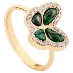 Natürlicher Malachit-Schmetterlingsring mit Diamanten Valentinsgeschenk aus 14k Gelbgold