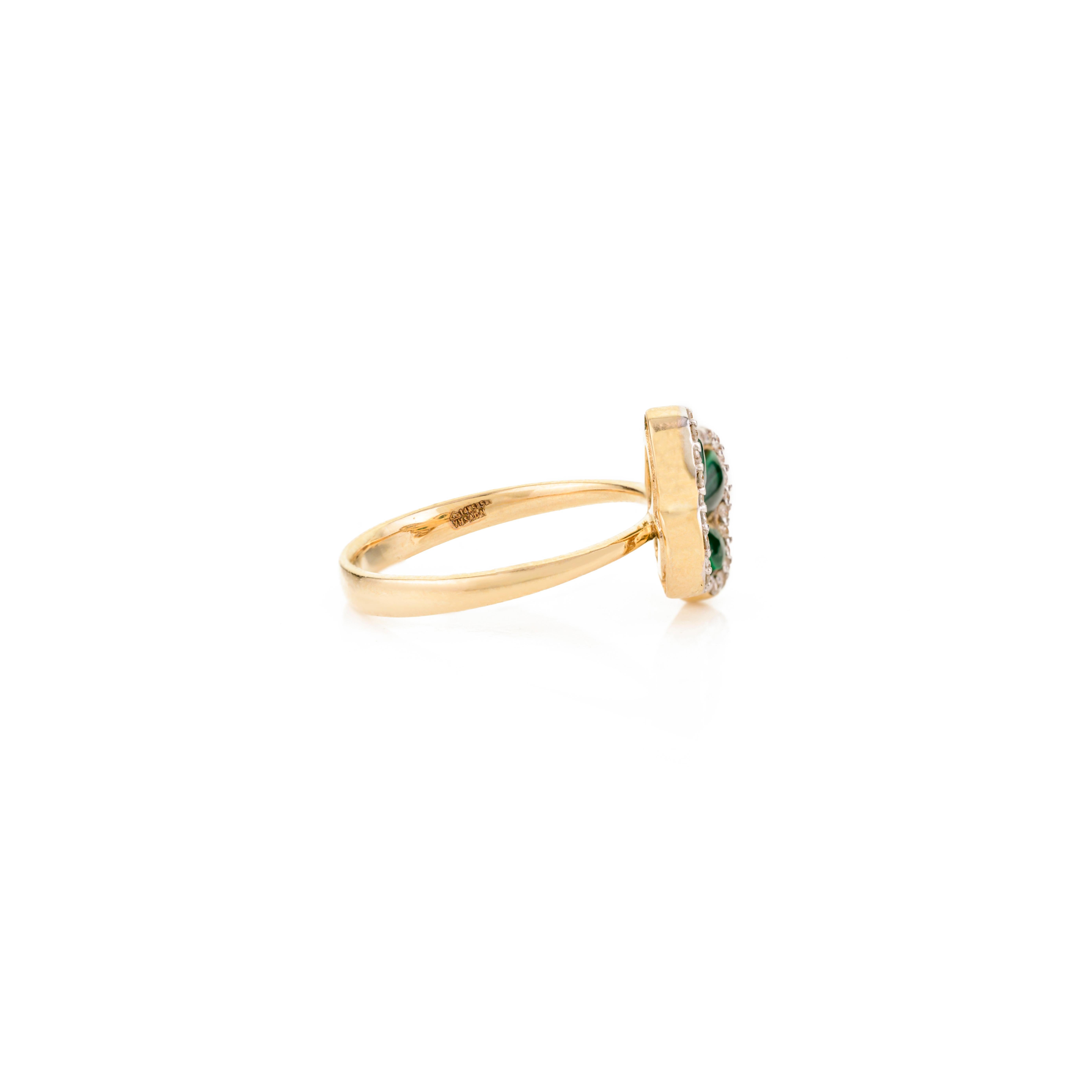 For Sale:  Natural Malachite Butterfly Ring with Diamonds Valentine Gift in 14k Yellow Gold 8