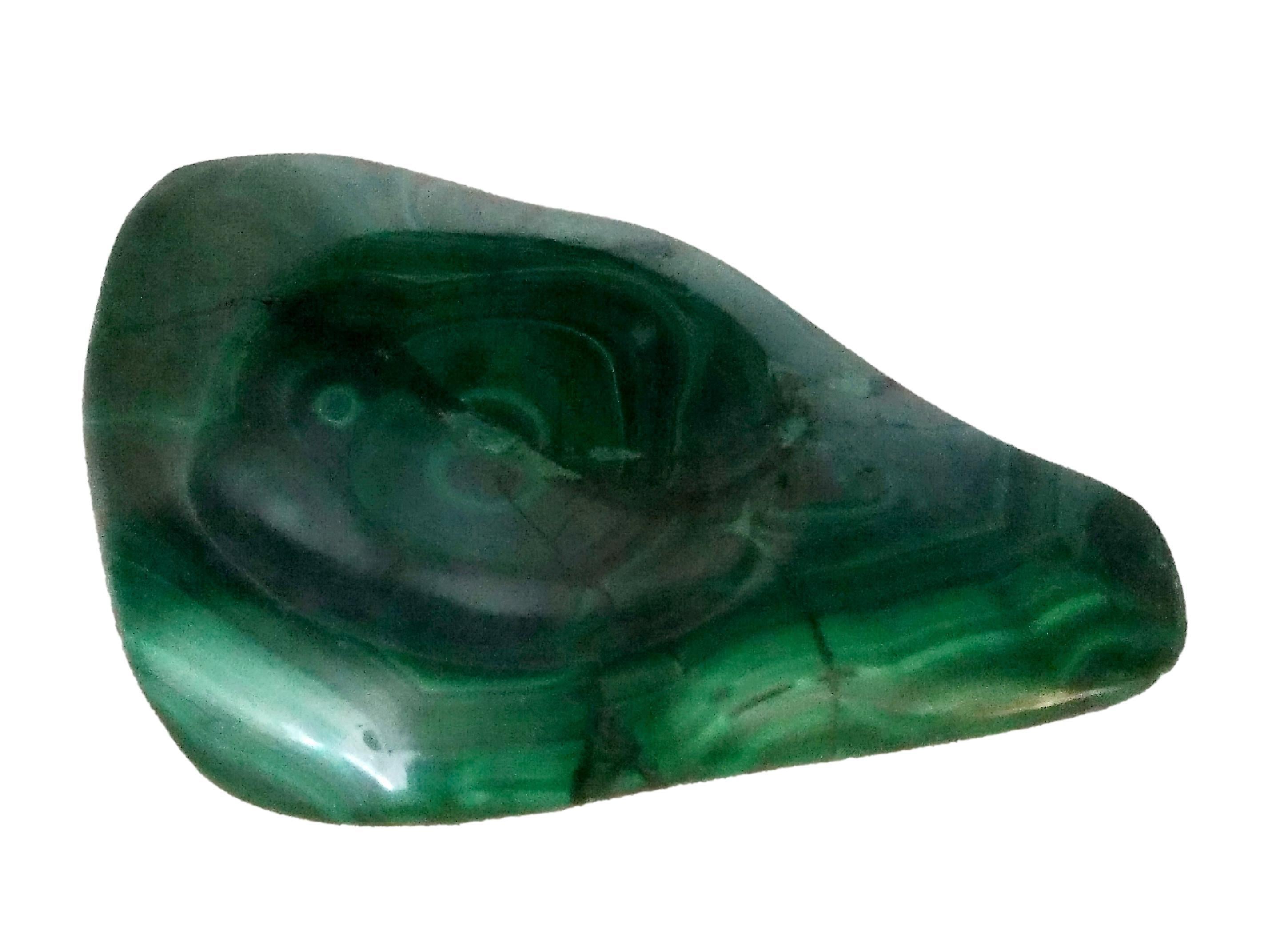 Cuenco o cenicero de malaquita natural, Italia Años 70 Moderno de mediados de siglo en venta