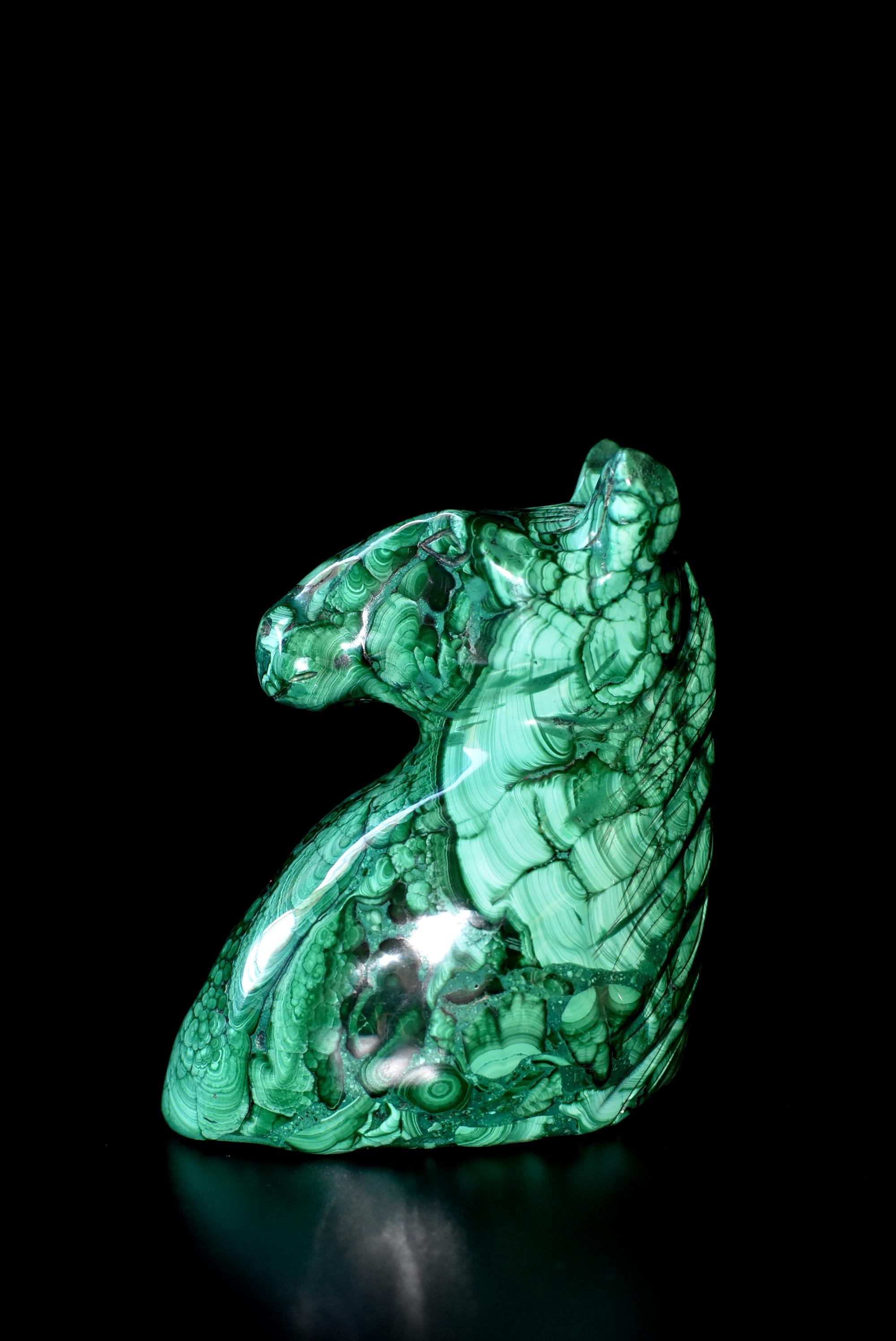 Natural Malachite Horse Sculptures Pair Bookends Paperweights 1