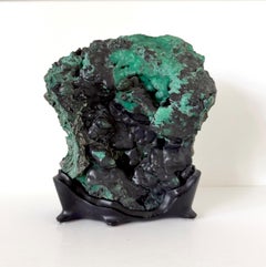 Natural Malachite Rock on Display Stand as Chinese Scholar Stone