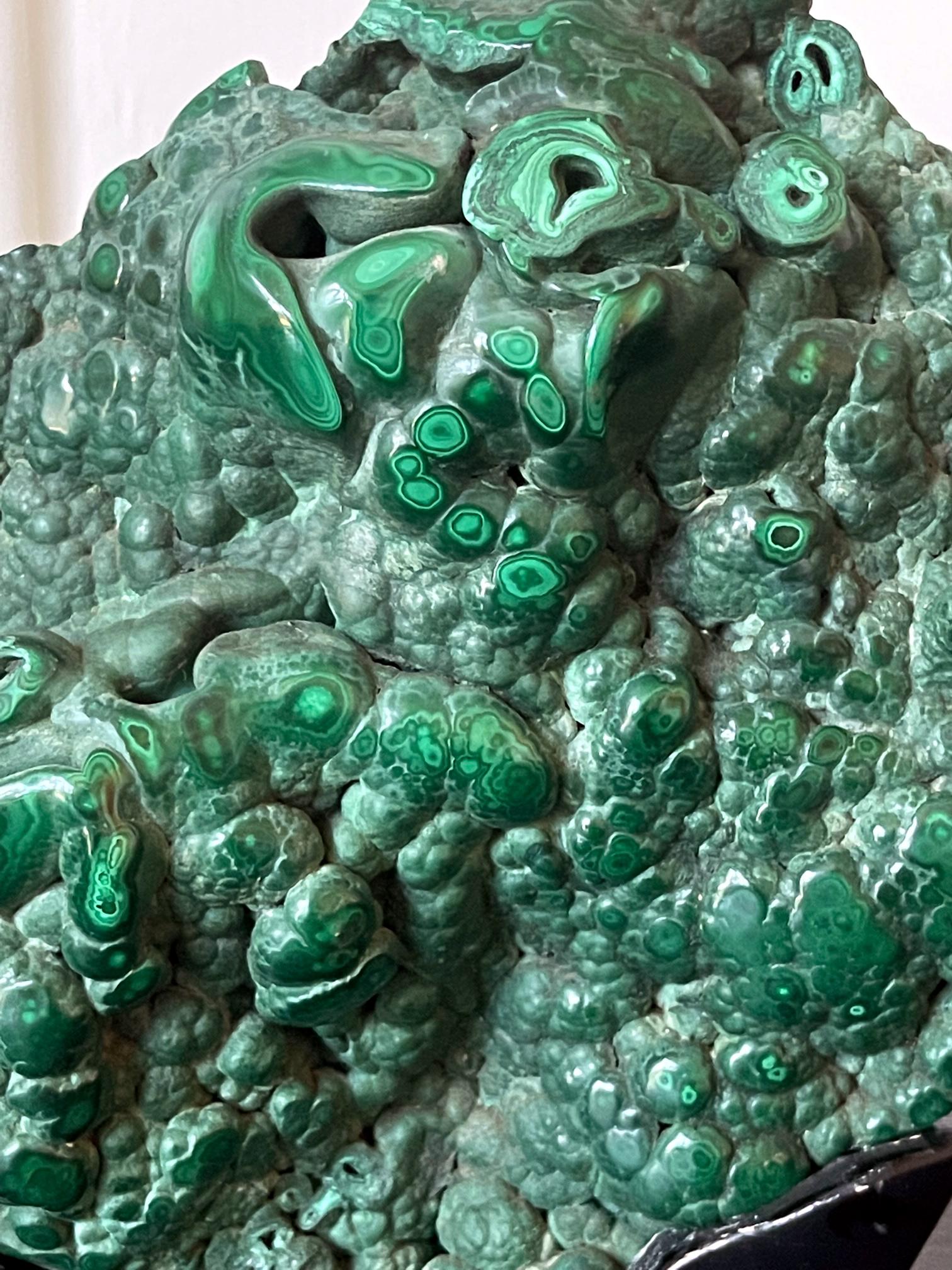 Natural Malachite Rock on Display Stand as Chinese Scholar Stone For Sale 2