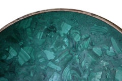 Cuenco redondo de malaquita natural  con borde de latón, años 50