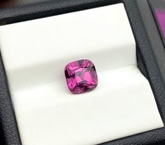 Natural Malaya Garnet Loose Gemstone 3.17 Ct., Cushion cut, Certificate GFCO