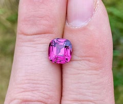 Natural Malaya Garnet Loose Gemstone 3.75 Ct., Cushion cut, Certificate GFCO