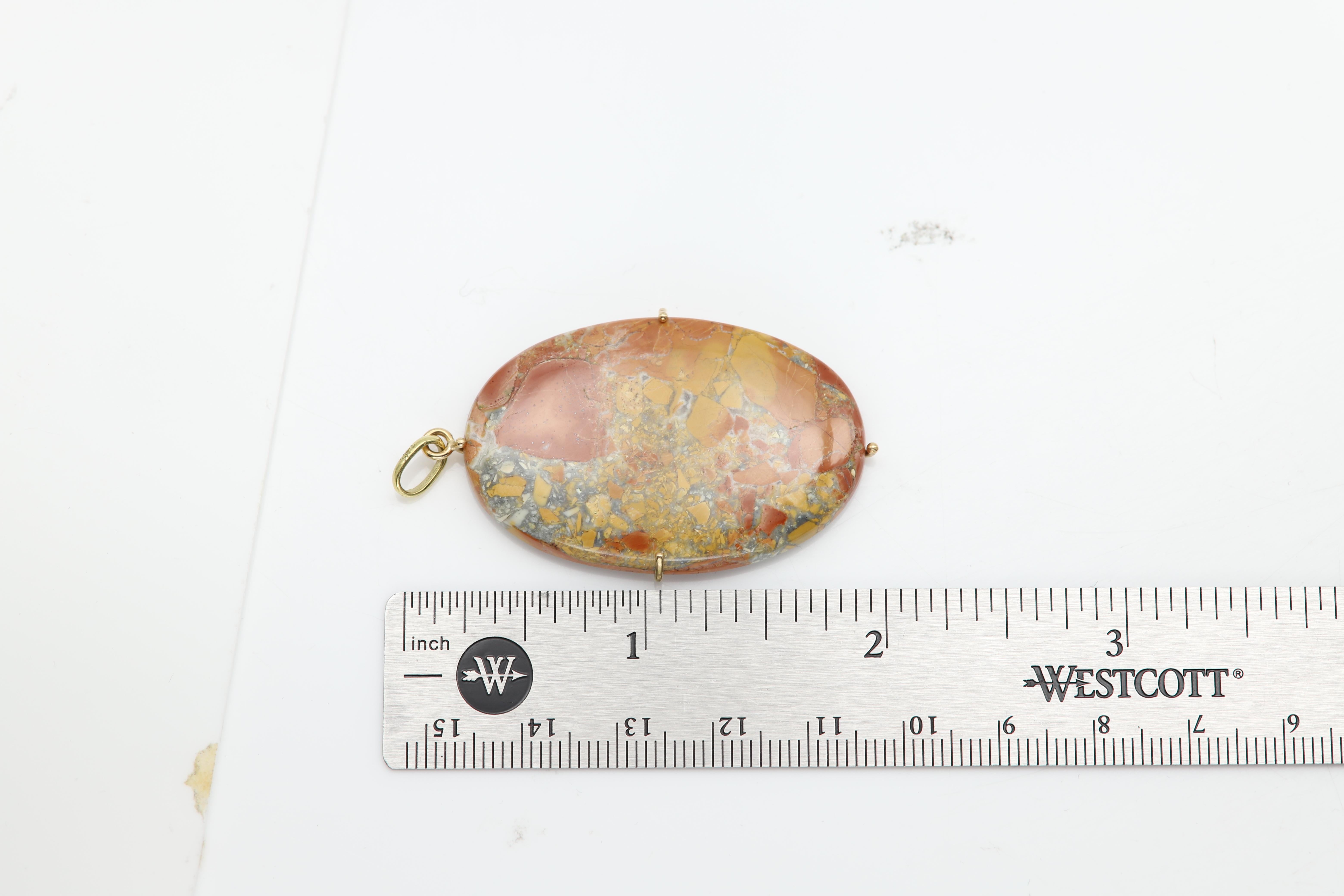 Natural Maligano Jasper Necklace Pendant set in 14 Karat Gold For Sale 5