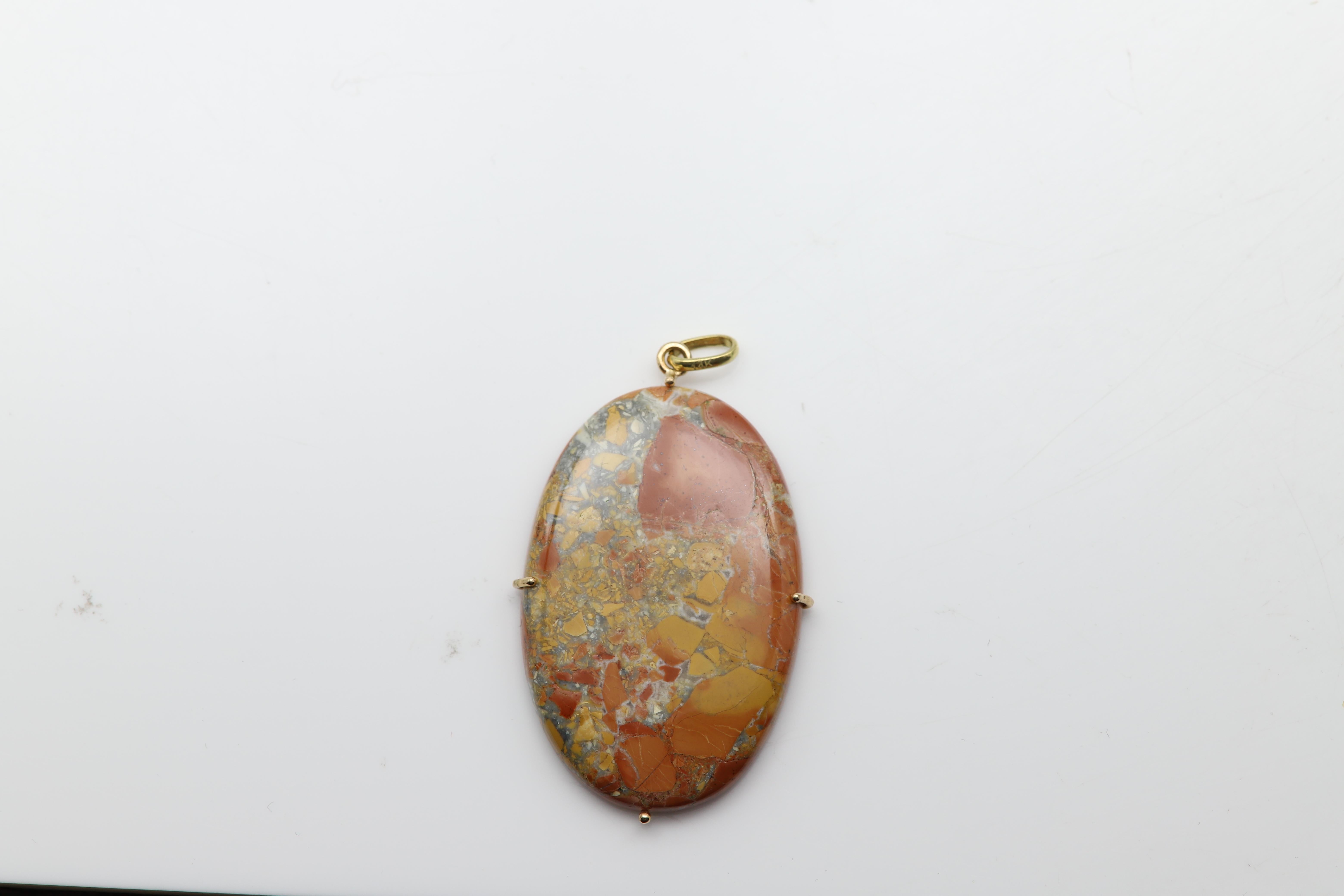 Natural Maligano Jasper Necklace Pendant set in 14 Karat Gold For Sale 6