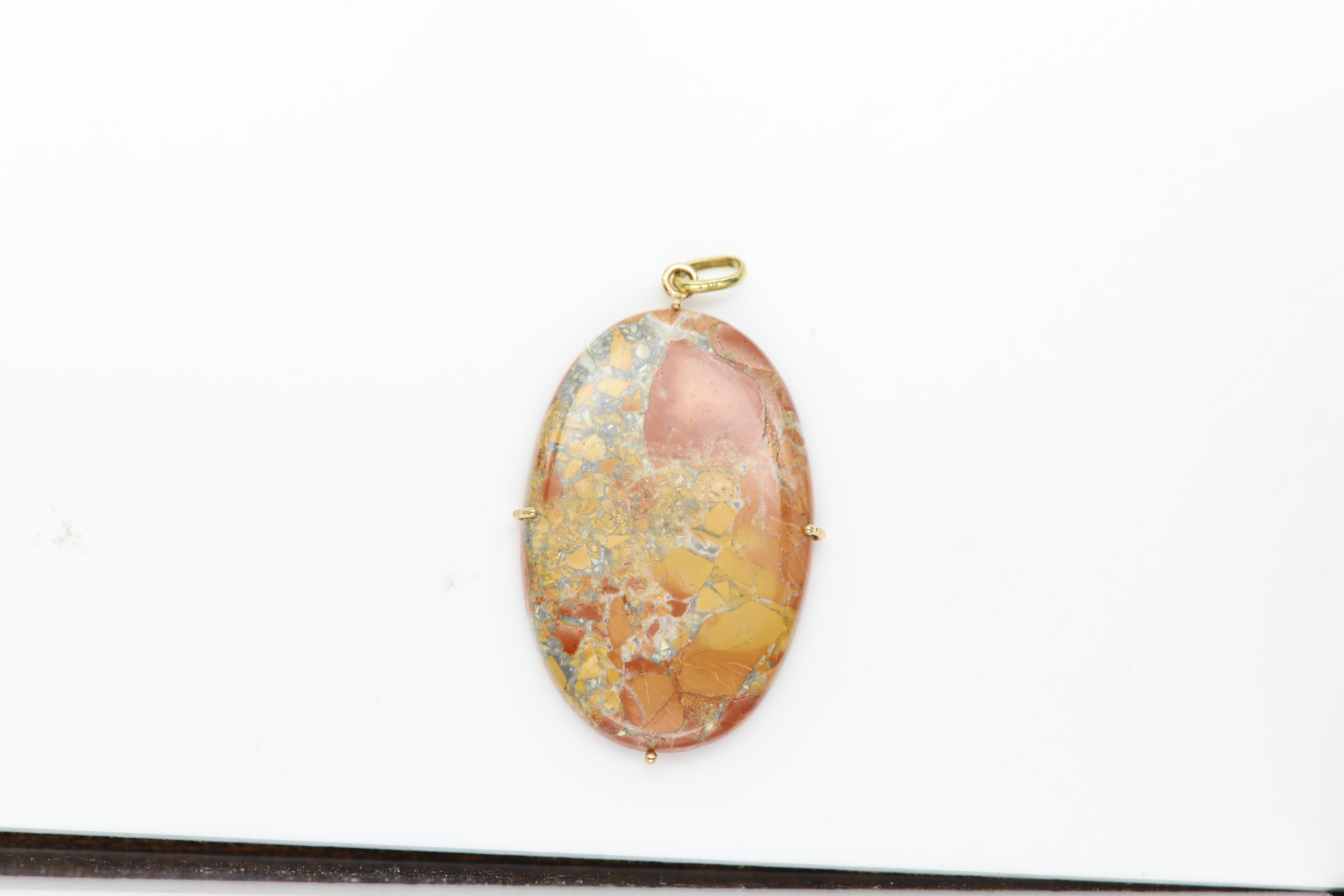 Natural Maligano Jasper Necklace Pendant set in 14 Karat Gold For Sale 7