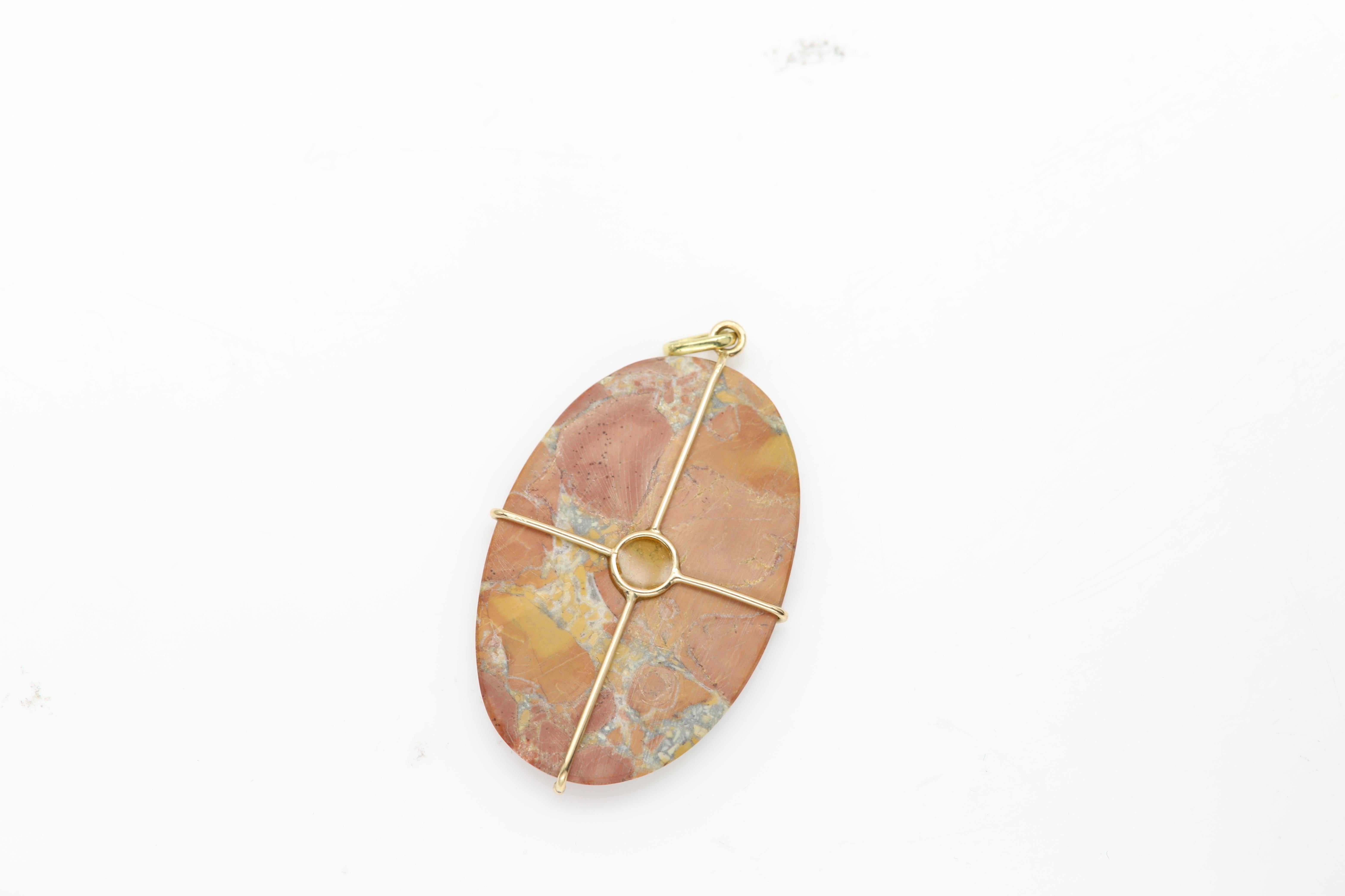 Natural Maligano Jasper Necklace Pendant set in 14 Karat Gold For Sale 8