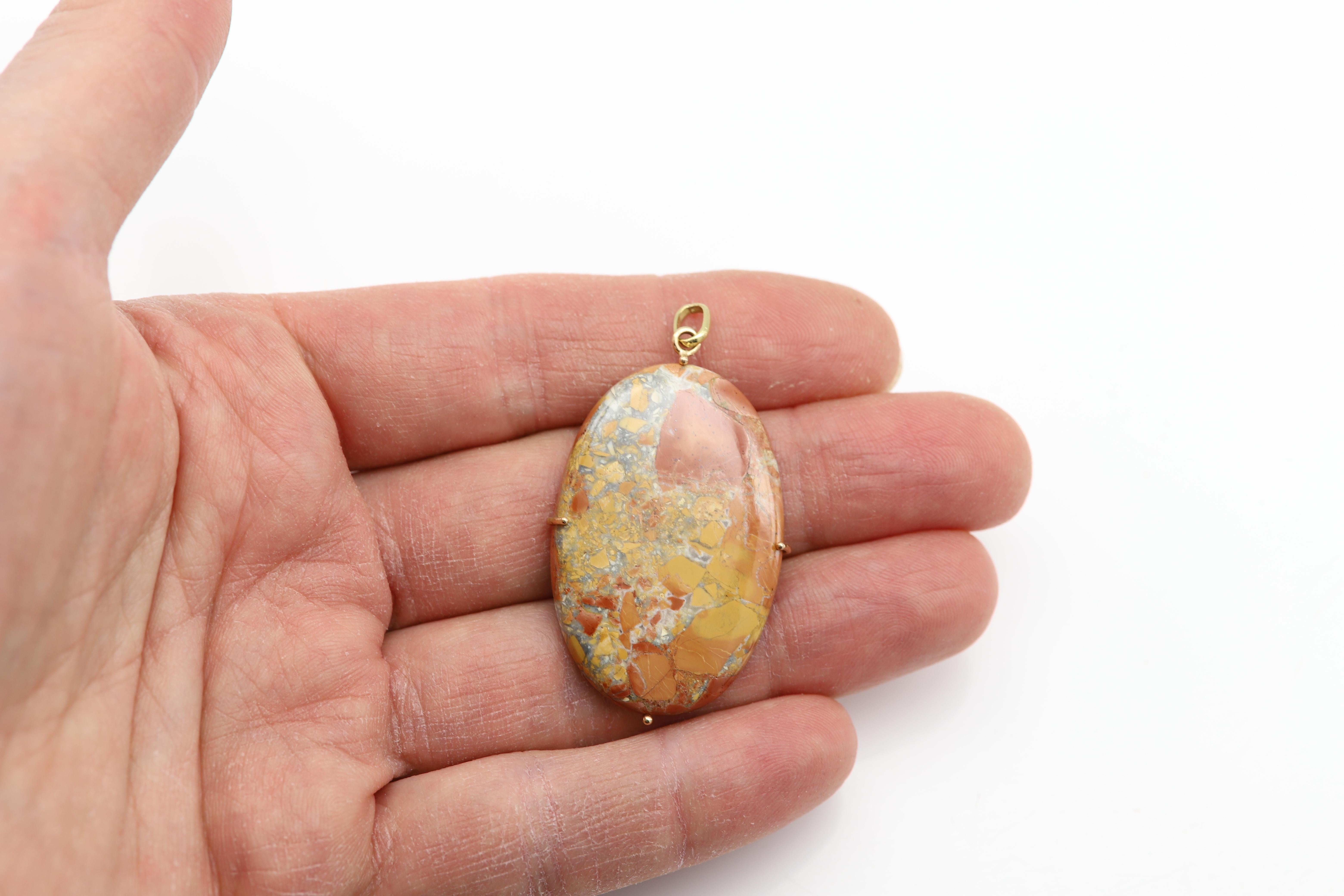 Natural Maligano Jasper Necklace Pendant set in 14 Karat Gold For Sale 9