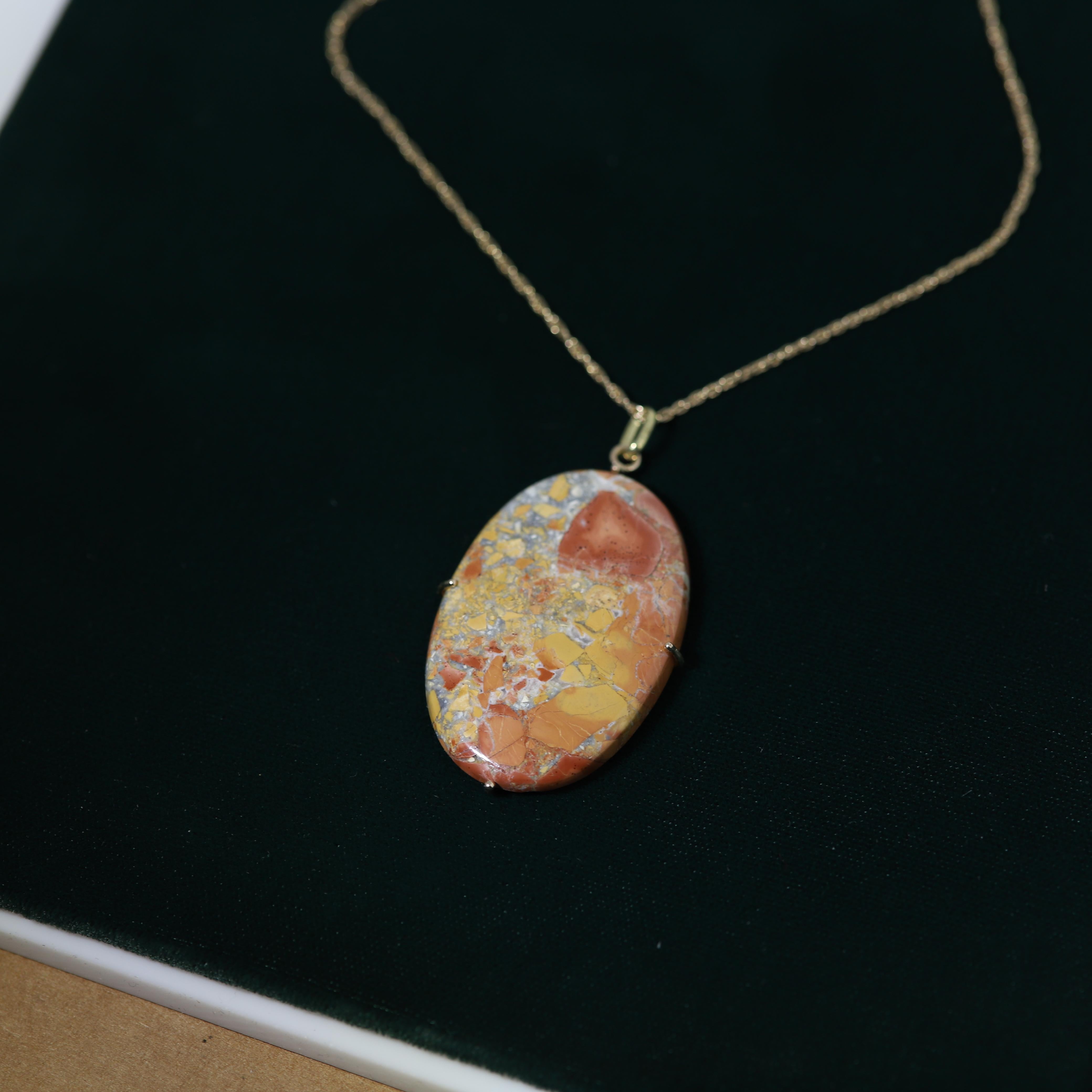 Natural Maligano Jasper Necklace Pendant set in 14 Karat Gold For Sale 2