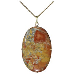 Collana con ciondolo in diaspro di Maligano naturale e oro 14 carati