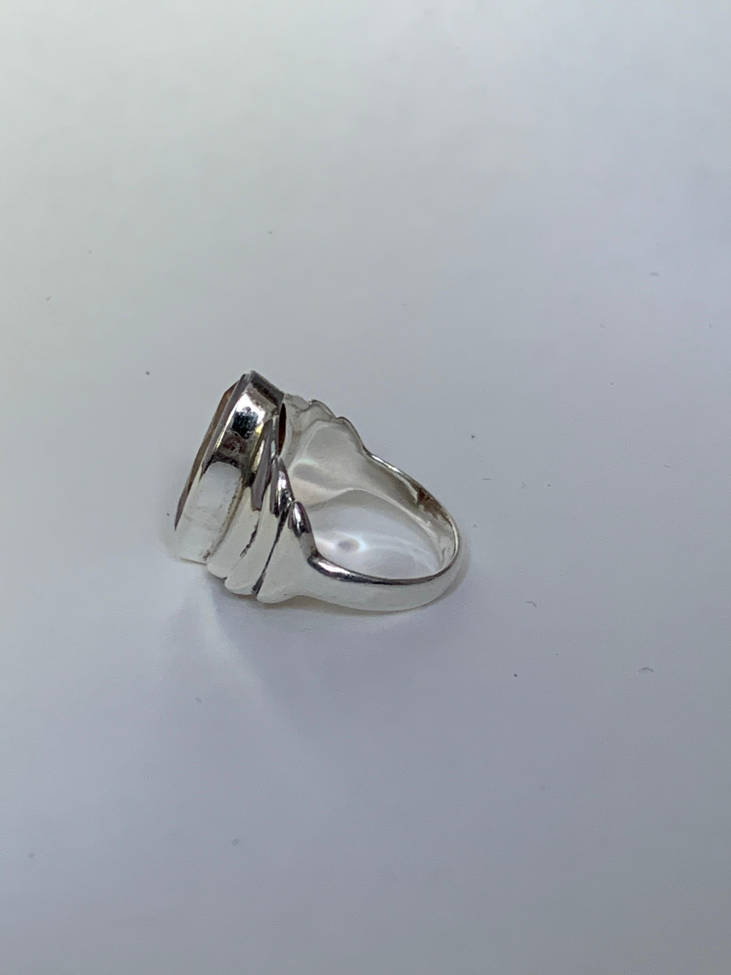Artisan Natural Marquis Citrine Set in Sterling Ring For Sale