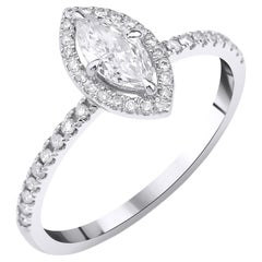 Natural Marquise 0.64 Carat Diamond Engagement Ring