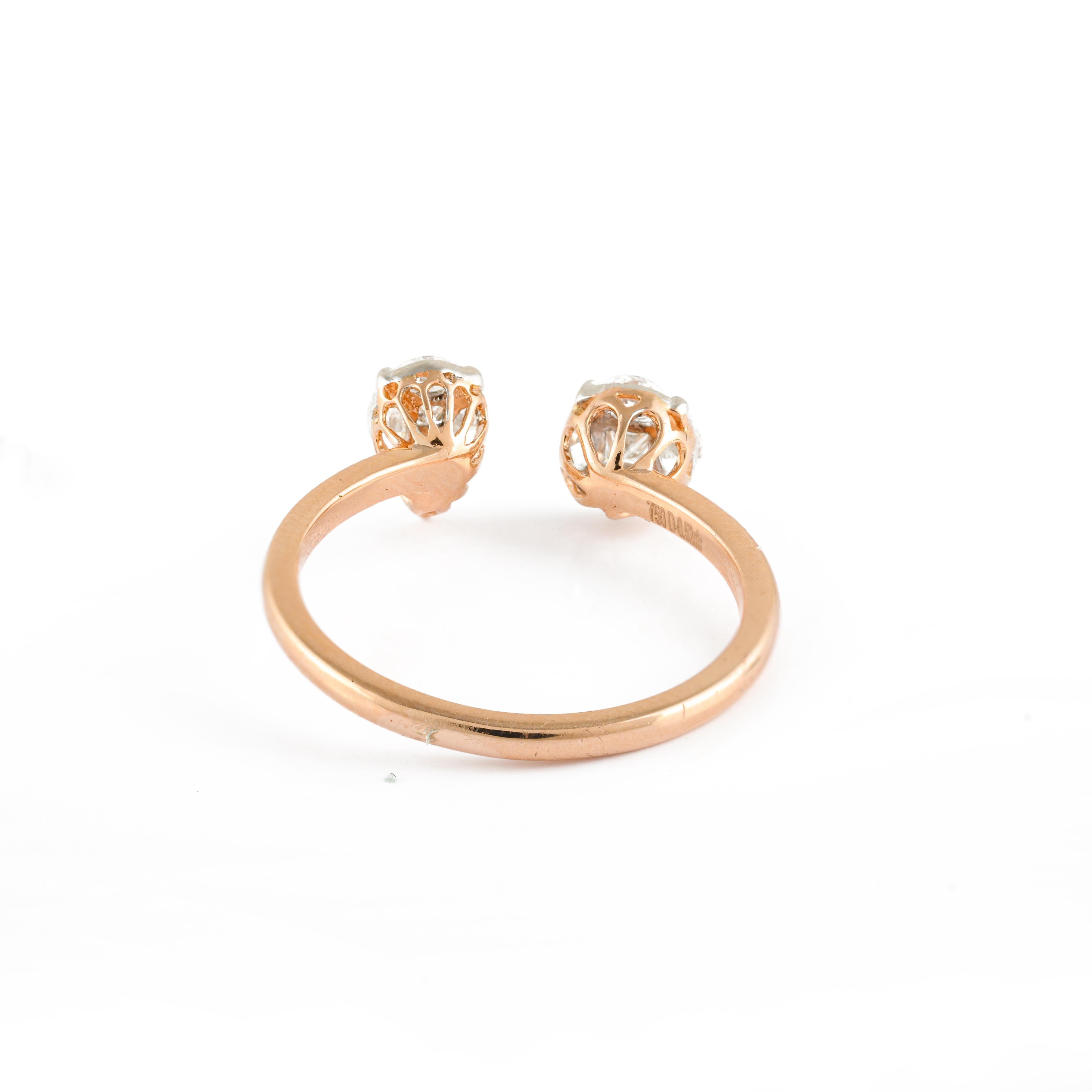 For Sale:  Natural Marquise and Round Shape Cluster Diamonds Open Ring 18kt Solid Rose Gold 2