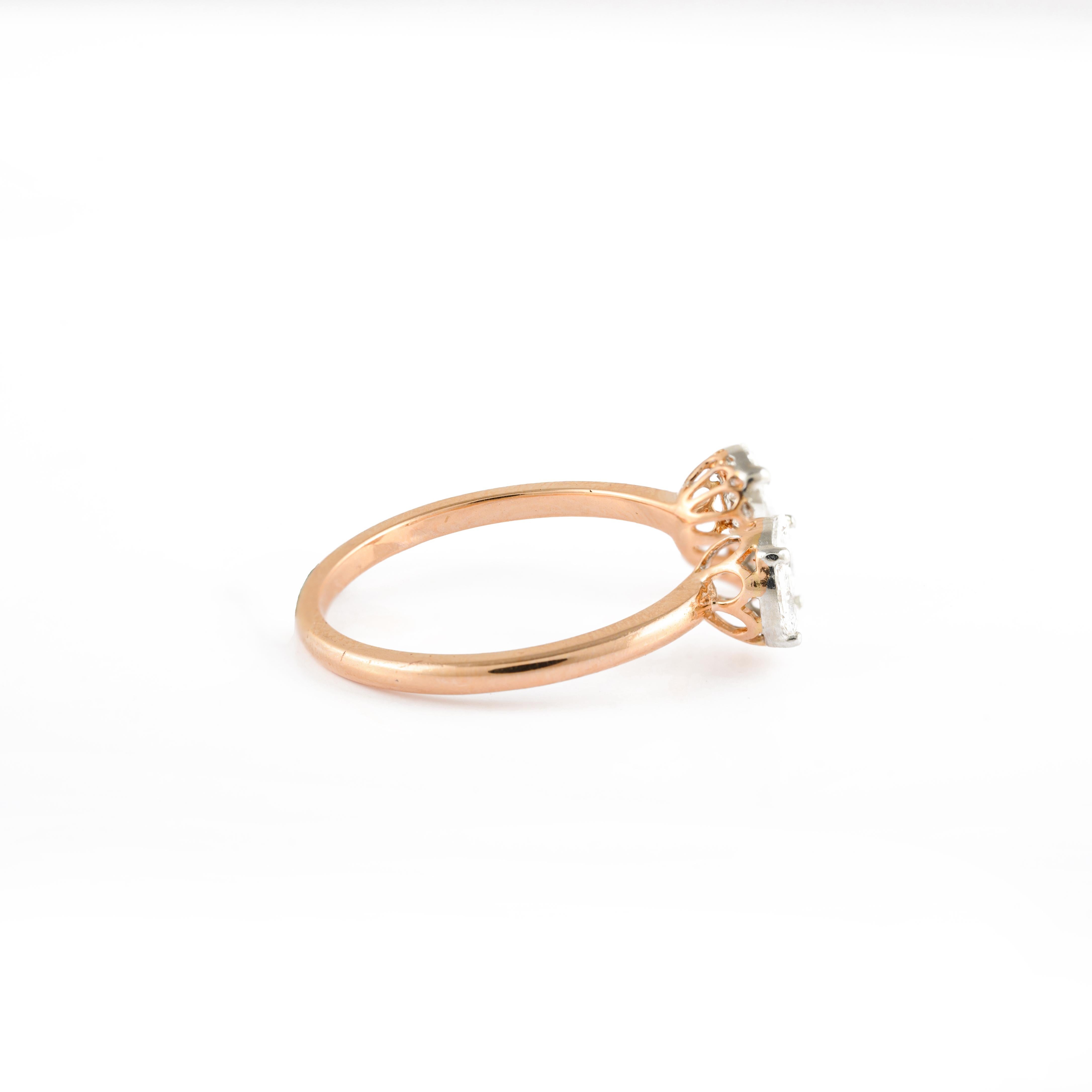For Sale:  Natural Marquise and Round Shape Cluster Diamonds Open Ring 18kt Solid Rose Gold 3