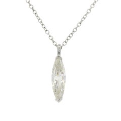 Collier en diamant naturel taillé en marquise 14 carats En stock