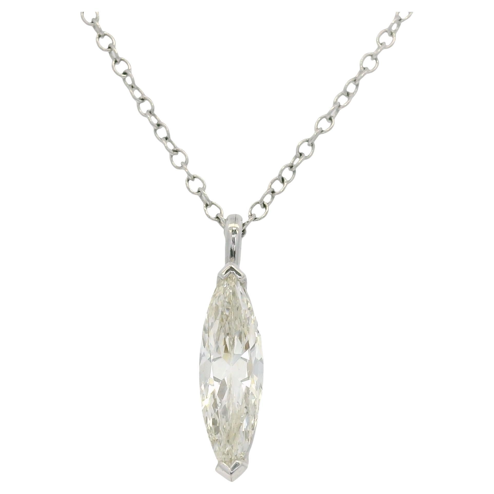 Natural Marquise Cut Diamond 14-Karat Necklace In Stock