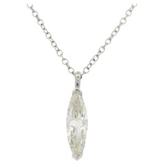 Natural Marquise Cut Diamond 14-Karat Necklace In Stock
