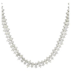 Natural Marquise Cut Diamond 18-Karat Adjustable Tennis Necklace In Stock