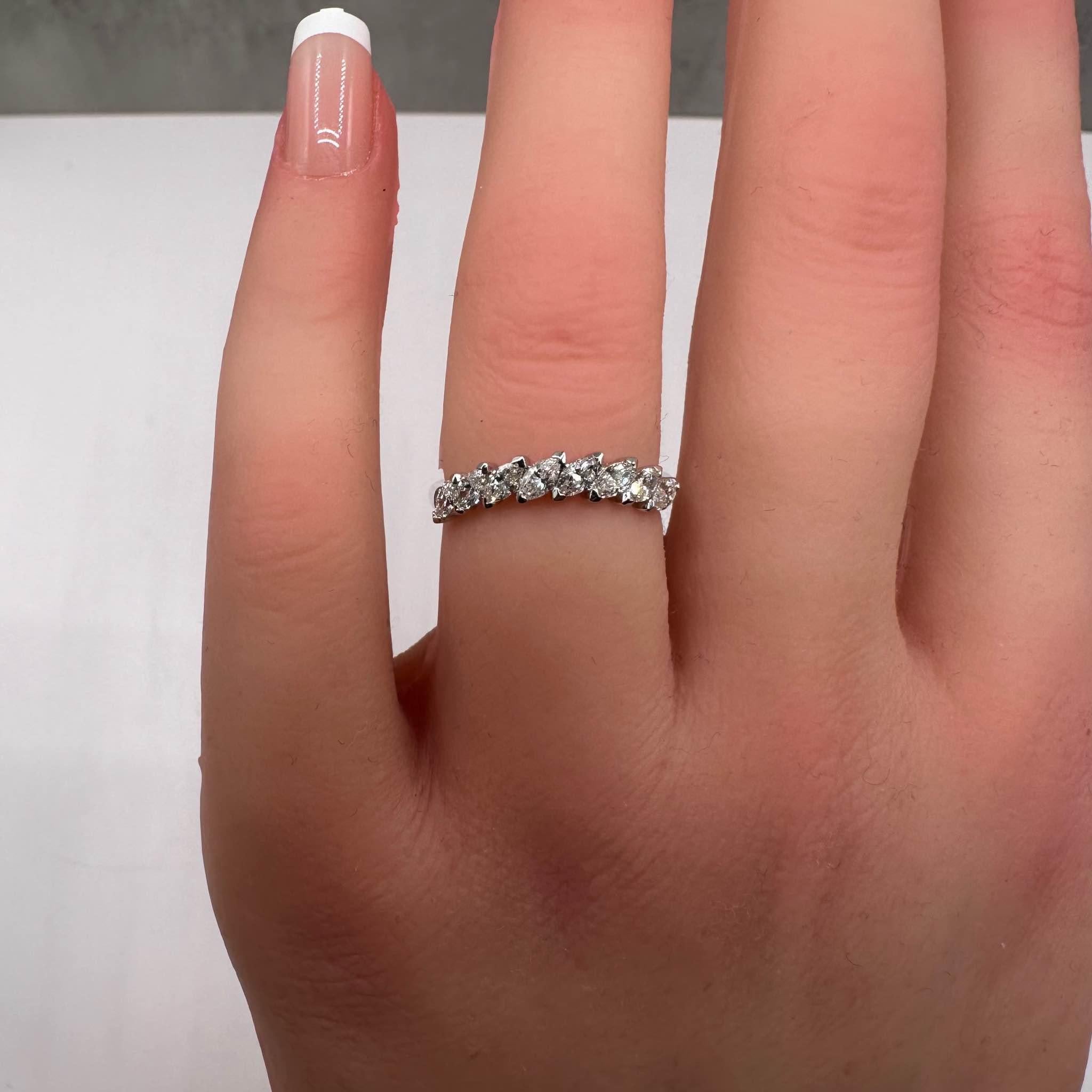 Women's Natural Marquise Diamond Ring in 14kt White Gold - 0.50ctw GH VS/SI, Size 5 For Sale