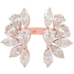 Handgefertigter feiner Ring aus 14 Karat Roségold mit natürlichem Marquise- und birnenförmigem Diamanten