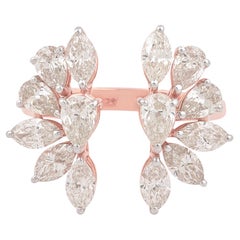 Anello con diamante naturale Marquise e pera in oro rosa 14 carati Gioielli fatti a mano