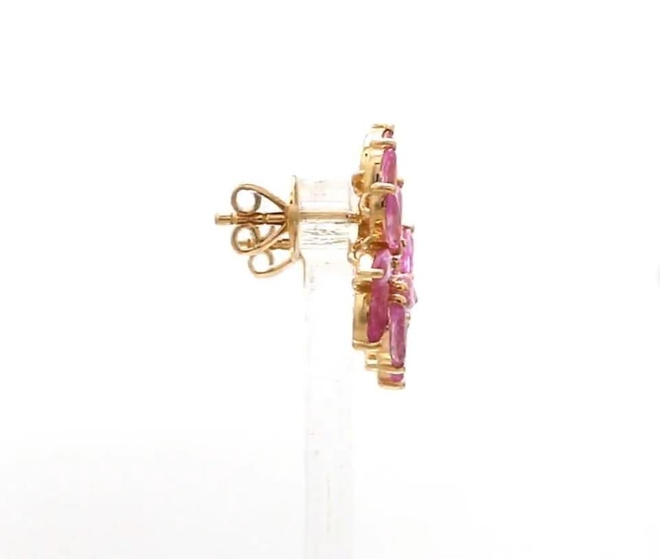 Orecchini a perno grandi con zaffiro rosa marquise Nature in oro 18 carati in vendita 2