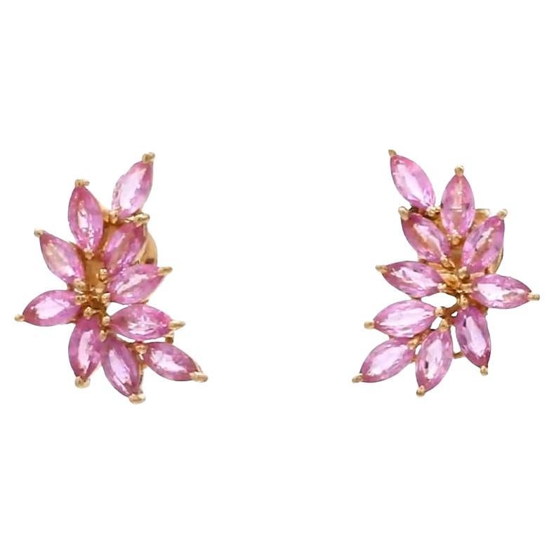 Orecchini a perno grandi con zaffiro rosa marquise Nature in oro 18 carati