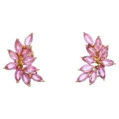 Natural marquise pink sapphire big stud tops earrings in 18k gold