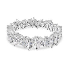 Natural Marquise & Round Cut Diamond Eternity Band Ring 18K Gold Wedding Jewelry