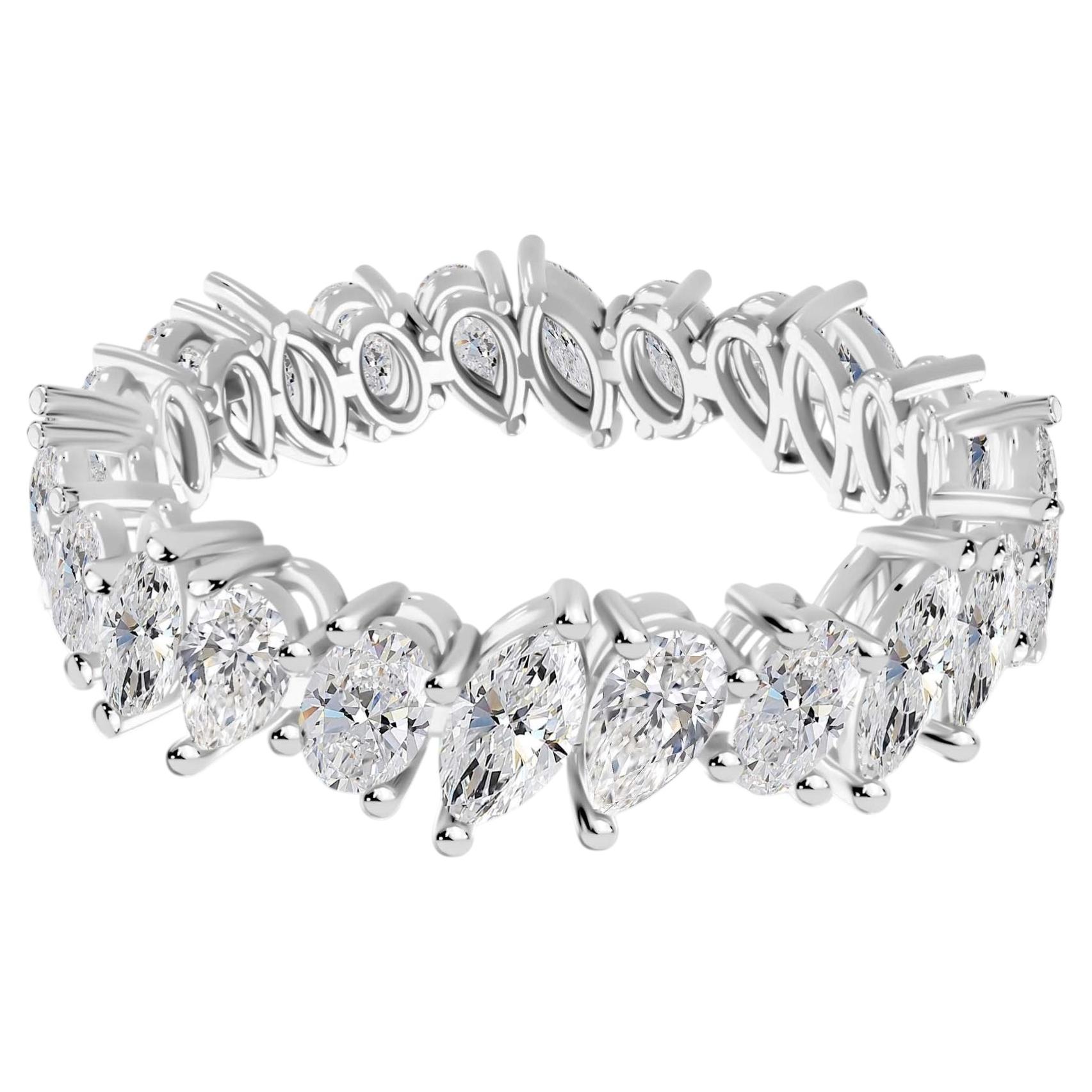 Anillo de oro de 18 quilates con diamantes naturales talla marquesa y redonda para boda
