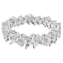 Natural Marquise & Round Cut Diamond Eternity Band Ring 18K Gold Wedding Jewelry