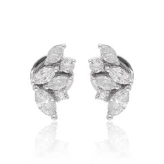 Orecchini con diamanti tondi e marquise naturali in oro bianco 14 carati Gioielli di pregio