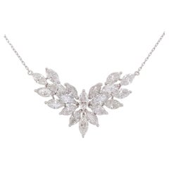 Natural Marquise Shape White Diamonds in Platinum Necklace