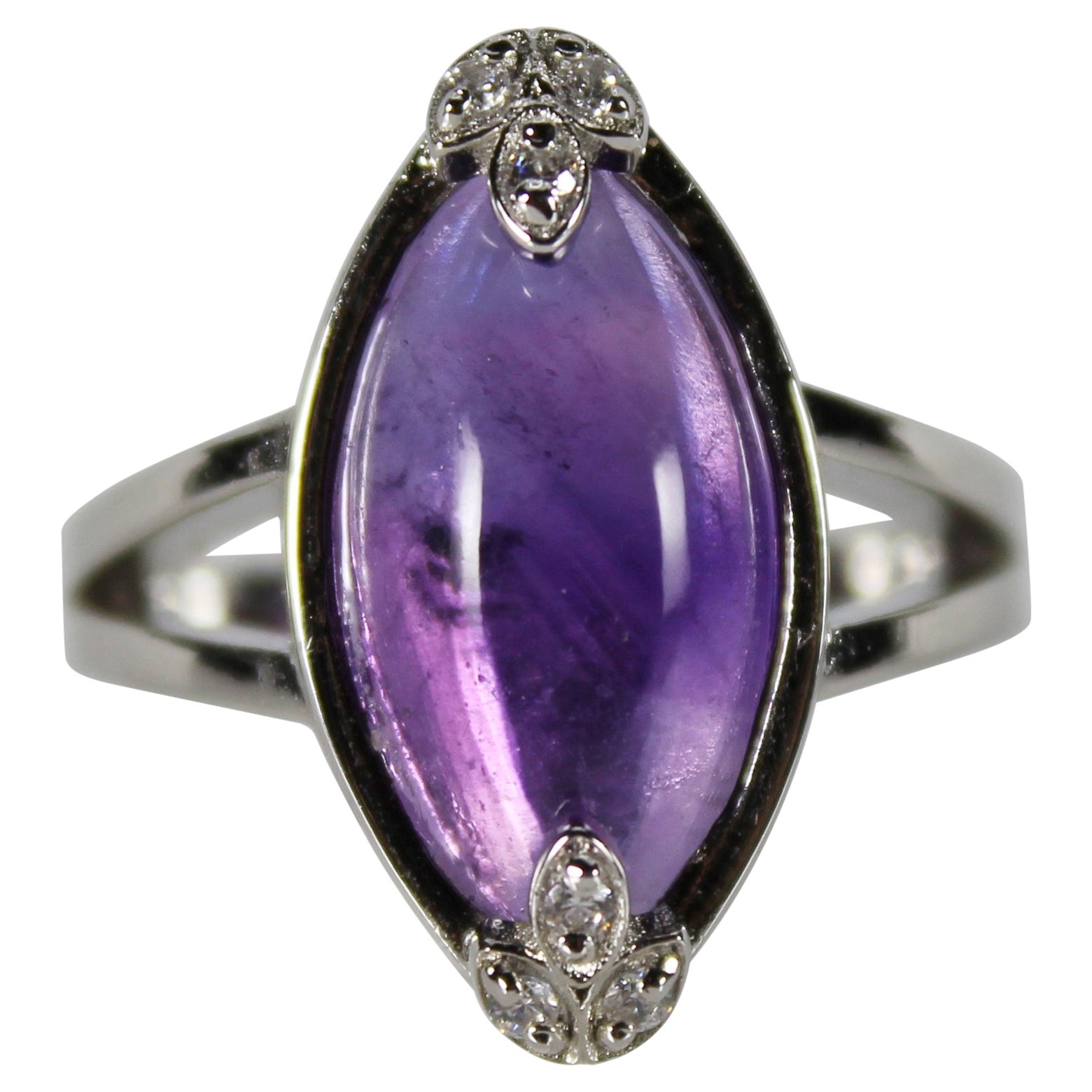 Natural Marquise Shaped Amethyst Ring For Sale