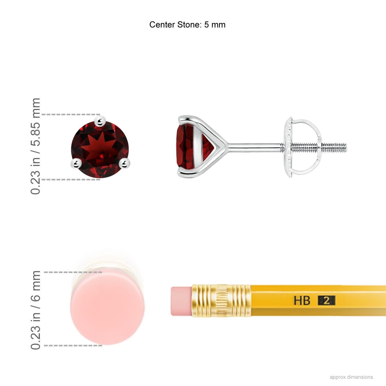 These pretty garnet stud earrings in platinum embody timeless elegance. The gorgeous gemstones are mounted in a three-prong martini setting and draw the eye with their charismatic red brilliance.