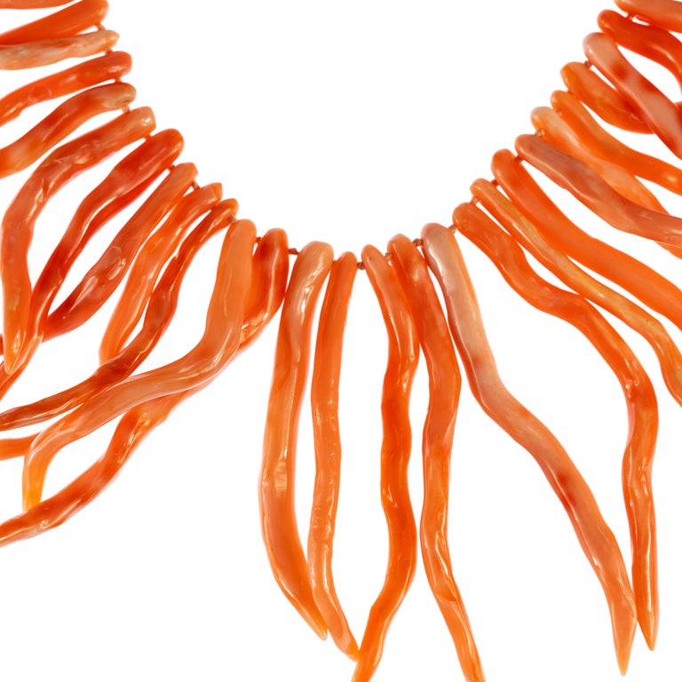 Natural Mediterranean Pink Coral Branches 925 Silver Reaf Handmade Necklace For Sale 1
