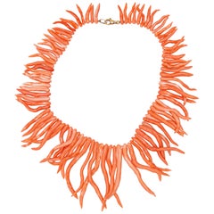 Natural Mediterranean Pink Coral Branches 925 Silver Reaf Handmade Necklace