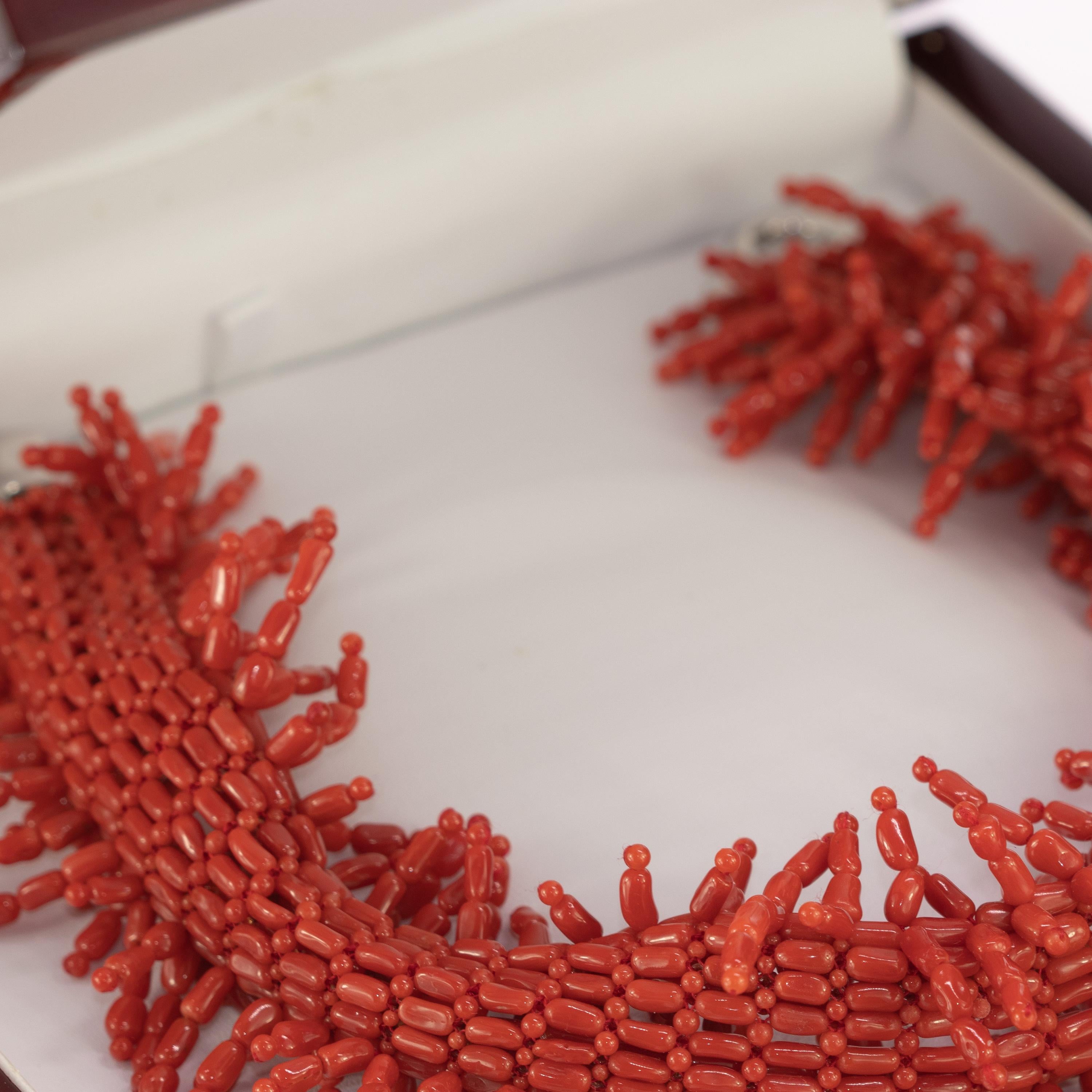 red coral branch necklace
